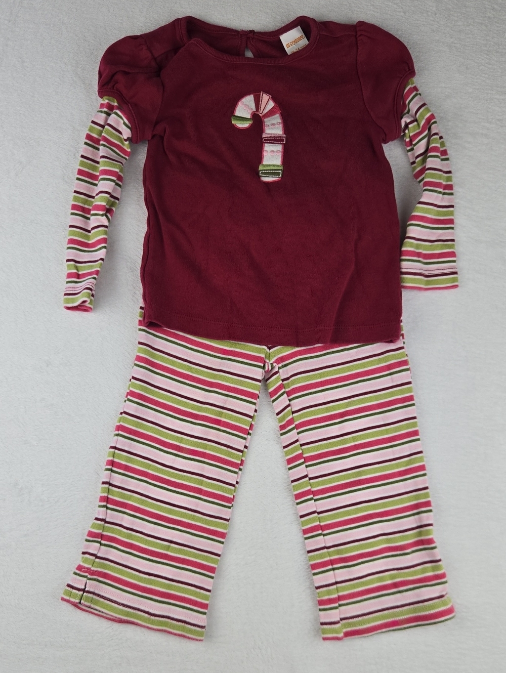 Gymboree Candy Cane Top and Pants Striped Outfit Size 18-24 Burgundy